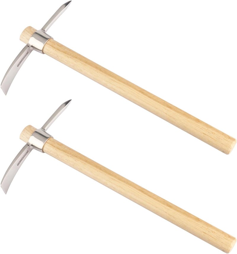 GENHAKON 2 PCS 16 Inch Mattock Pick Axe, Stainless Steel Pick Mattock Hoe, Garden Pick, Pick Mattock for Weeding, Loosening Soil, Planting Vegetables, Digging Holes, Chopping Roots and Much More - Image 1